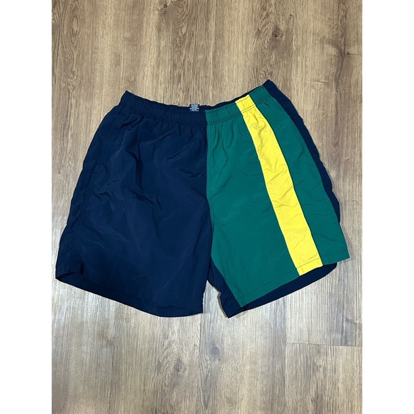 Lands' End Other - Lands' End Men's Swim Trunks L Colorblock Green Navy Yellow‎ Preppy Style